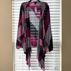 NWT Lane Bryant Sheer Open Front Cardigan Pink and Black  Sz 26-28